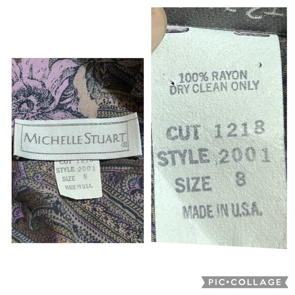 VTG Michelle Stuart Dolman Sleeve Floral Dress 8 100% Rayon Cottage Retro Boho - Picture 7 of 9